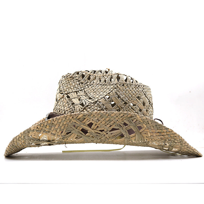 Belt Decoration Natural Grass Hand-Knitted Western Cowboy Hat