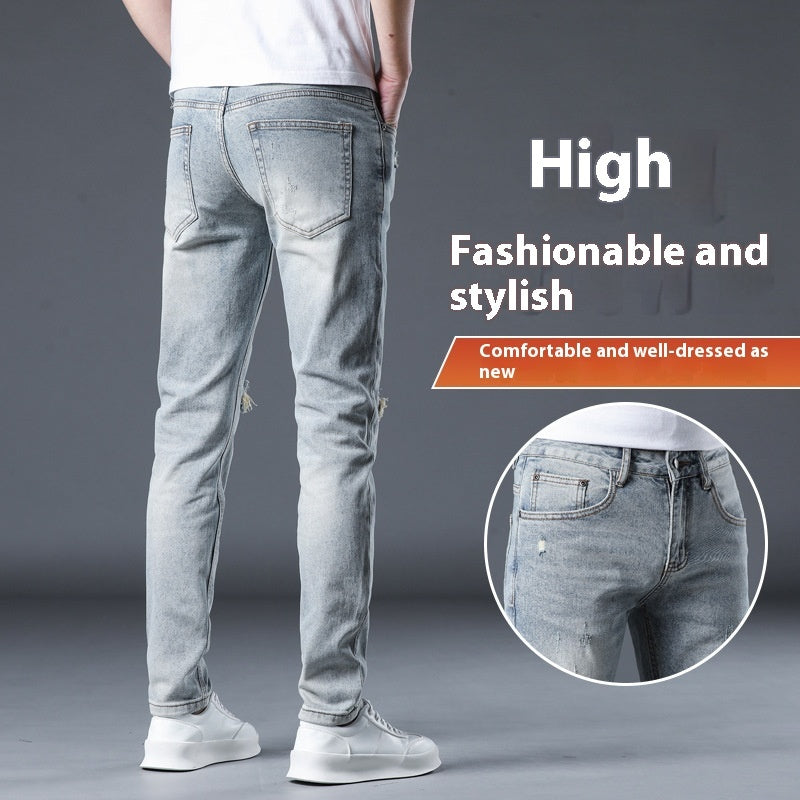 New Patch Ripped Stretchable Jeans for Men