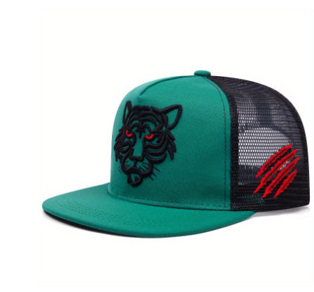 Fashion Tall Crown Tiger Head Embroidered Baseball Hat for Men