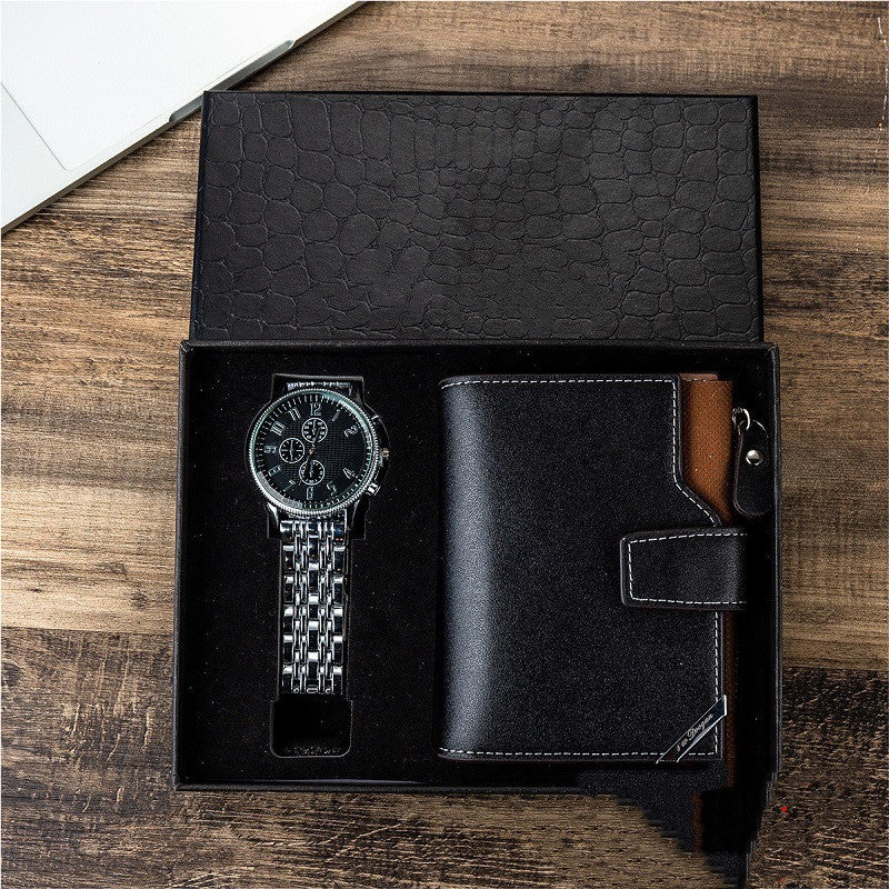 Luxury Business Watch & Leather Bag Wallet: Gift Set for Men