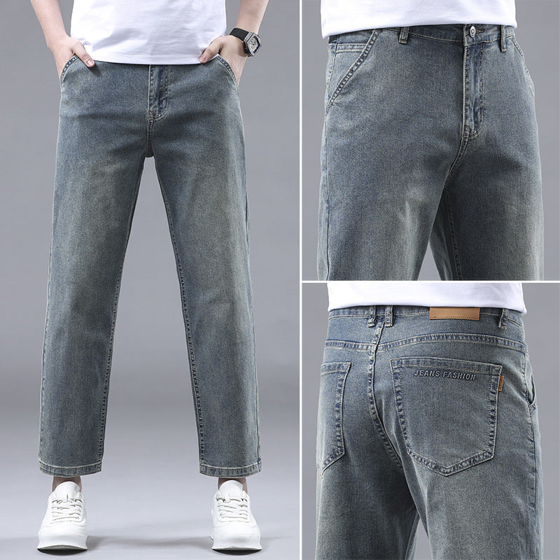 Slim Fit Cropped Casual Light-Colored Jeans for Men